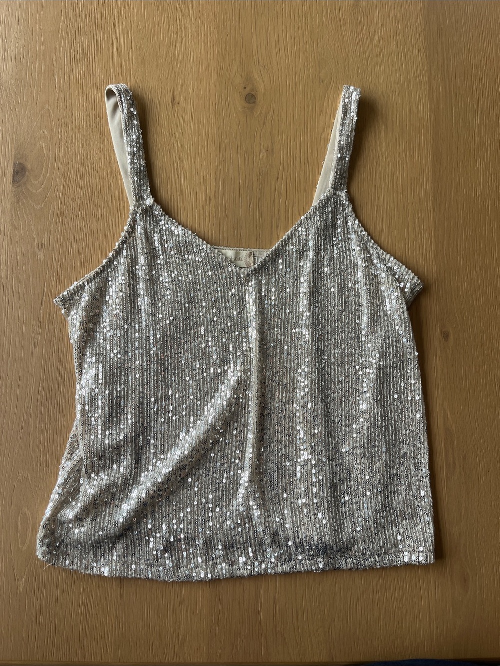 Altar'd State Silver Sequin V-Neck Tank
